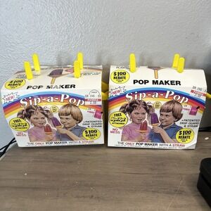 2‎ Vintage 4-pks 0riginal 1983 Kool-Aid Sip-a-Pop Frozen Popsicle Maker w/ Straw